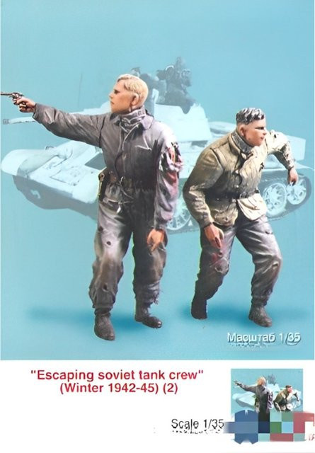 Sowjetische Panzerbesatzung, Resin-Soldatenmodell, 1:35, Bausatz - Bild 1