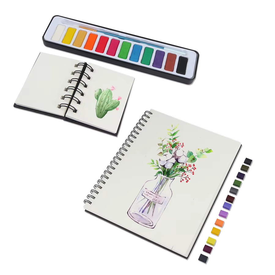 SeamiArt Mini-Aquarell-Skizzenbuch mit 12 Blättern, 230 g/m2, weißes Zeichenheft für Anfänger und Schule - Bild 1