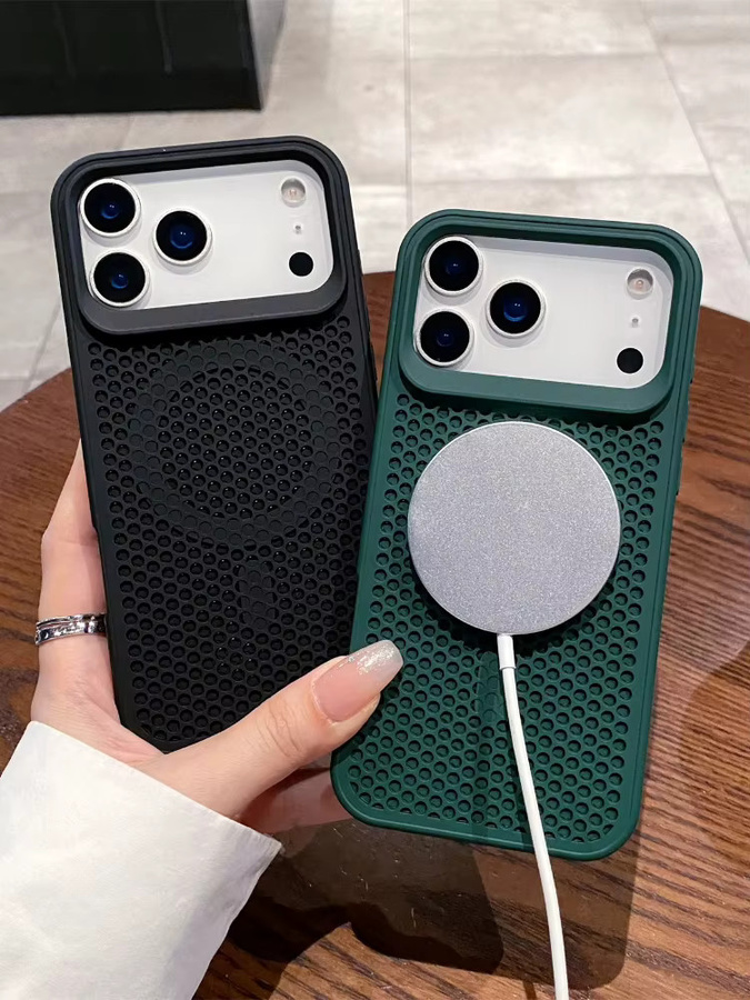 Magnetische Hartschalen-Handyhülle mit wabenförmiger Wärmeableitung für Apple iPhone 17 16 15 14 13 12 Pro Max Plus in Braun - Bild 2