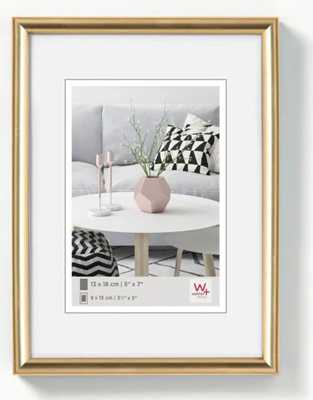 Galeria Bilderrahmen Gold mit Passepartout aus Kunststoff für Wandmontage oder Tischaufstellung, B: 13 cm, H: 18 cm - Bild 1