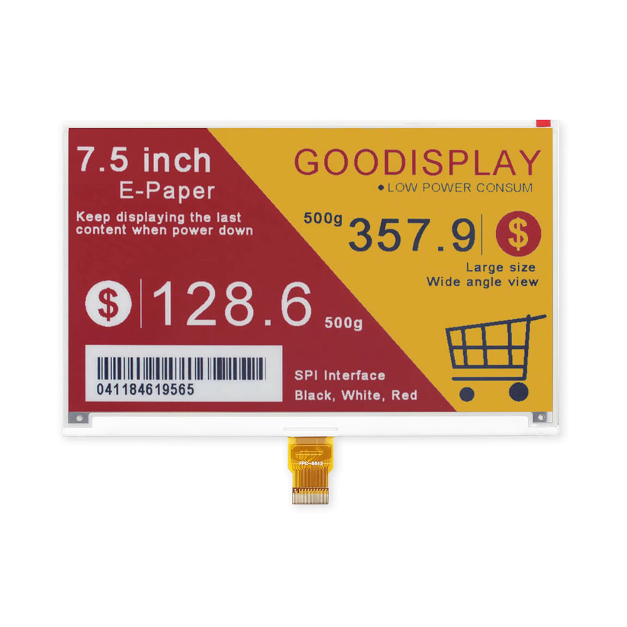 XSRUPB 7,5 Zoll E-Ink E-Paper Display SPI-Bildschirm GDEM075F52 in Vierfarben Schwarz Weiß Gelb und Rot - Bild 1