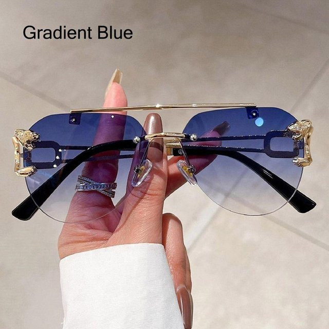 Yiran bag Sonnenbrille, randlos, hexagonal, Metall, Blue, Unisex - Bild 1