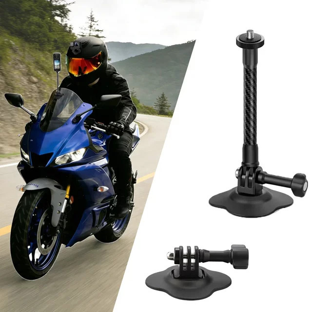 Erchang Flexibler Klebe-Helmhalter in Schwarz für Insta360 X5 X4 X3 Ace Pro GoPro Hero und DJI Osmo Action Kameras - Bild 1