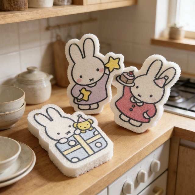 Miffy Kawaii Cartoon Küchenschwamm aus Holzfaser in Multicolour - Bild 1
