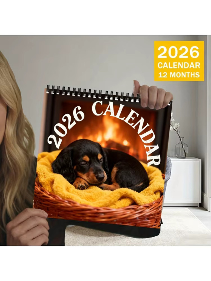 Wandkalender 2026 mit süßem Dackel-Design, 12-Monatsplaner in Mehrfarbig - Bild 5