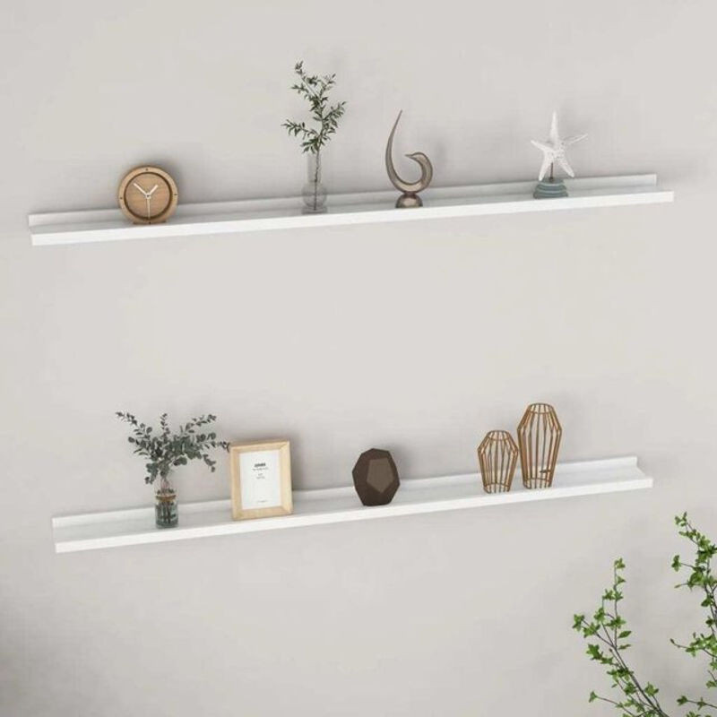 Vidaxl Wandregal Set 2 Stück Weiß Modern Minimalistisch aus Holzwerkstoff B/H/T: 115 x 9 x 3 cm - Bild 1