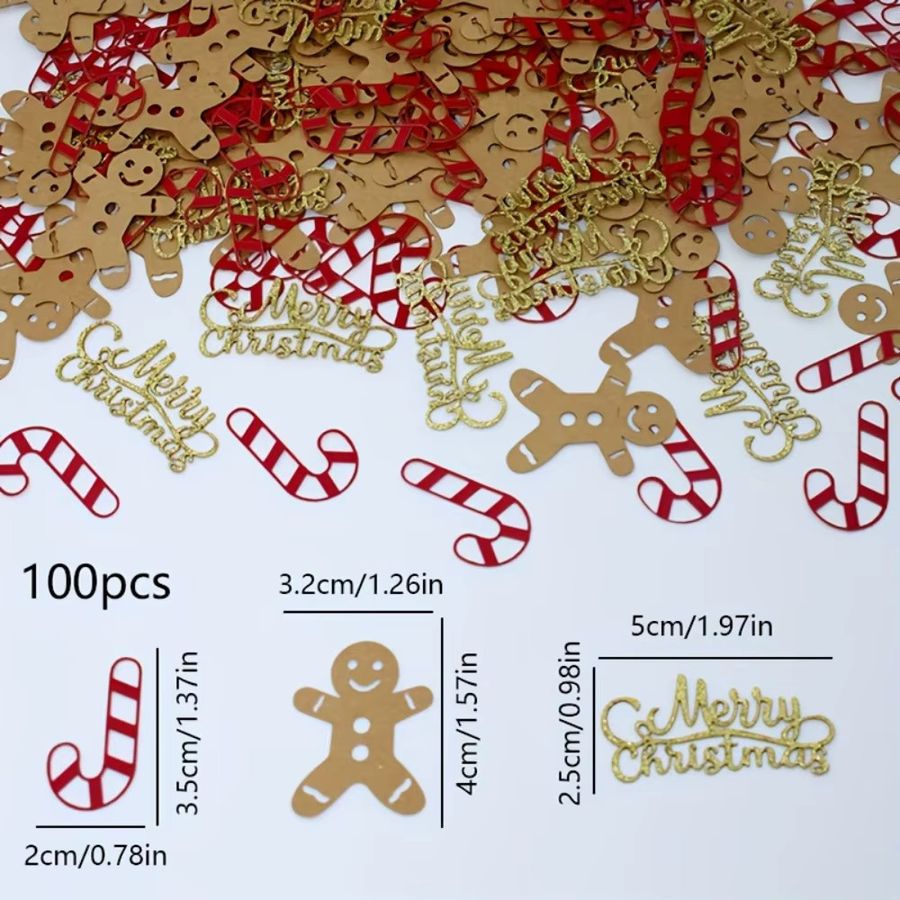 WakaParty 100er Set Glitter Lebkuchen Tischkonfetti für Weihnachten in Multicolor - Bild 2