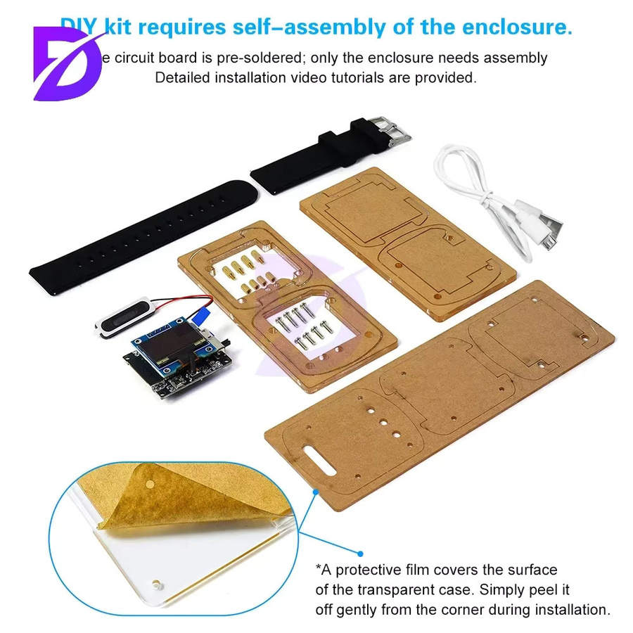 diymore ESP32S3N16R8 DIY Elektronisches Uhren-Kit mit KI-Sprachsteuerung, 0,96-Zoll OLED-Bildschirm, Wi-Fi und Bluetooth, Farbe: Pink - Bild 2