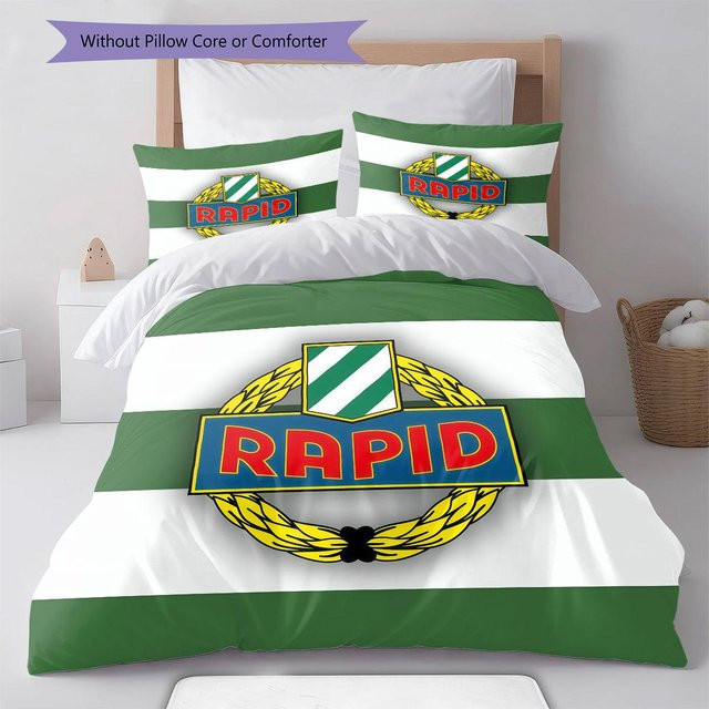 Rapid Wien Logo Bettwäsche Set mit Bettbezug und 2 Kissenbezügen, Weiß, B/H: 135 x 200 cm - Bild 1