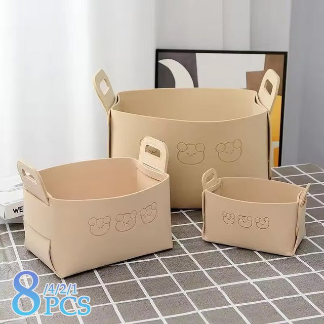 Trebalena Bär Filz Aufbewahrungskorb für Snacks und Spielzeug, Beige, S - Bild 1