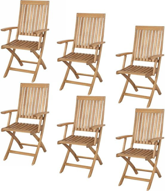 6er Set Gartenstühle Siena von PALEROS aus geöltem Akazienholz in Braun, stapelbar und UV-beständig - Bild 1