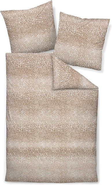 Davos Feinbiber Leo Unisex Bettwäsche aus Baumwolle mit Tiermotiv in Beige und Braun, B/T: 155 x 220 cm - Bild 1