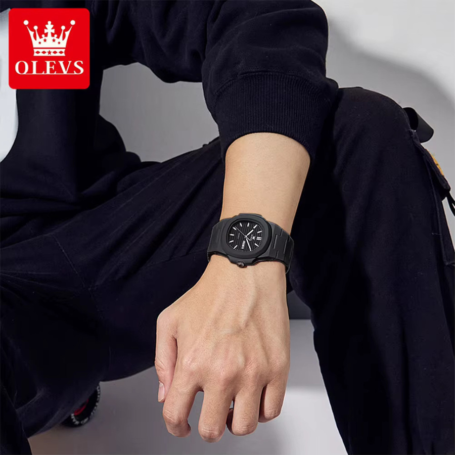 OLEVS Armbanduhr Quarz, Edelstahl, Roségold, Schwarz, Herren - Bild 3