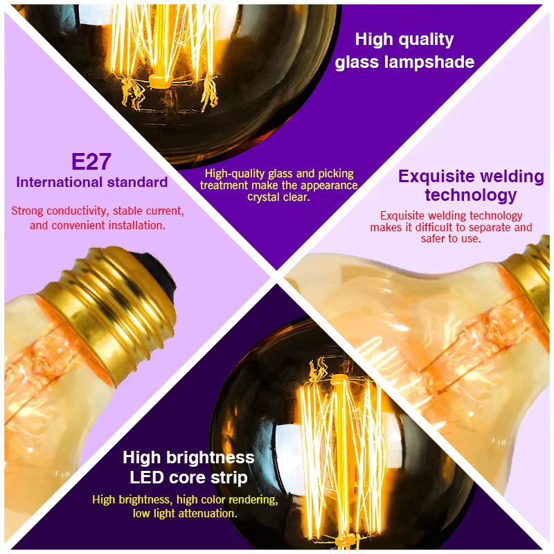 DEEMOPA Edison Retro-Glühbirne E27, dimmbar, 40 W, warmweiß, transparentes Glas - Bild 2