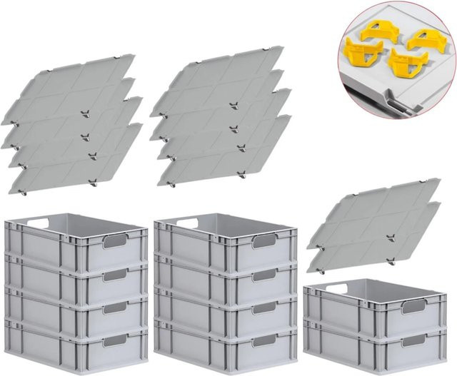PROREGAL Spar Set mit 10x Eurobox Nextgen Economy in Gelb inklusive Auflagedeckeln und Schiebeschnappverschlüssen, H x B x T: 17 x 40 x 60 cm, 34 Liter pro Box - Bild 1