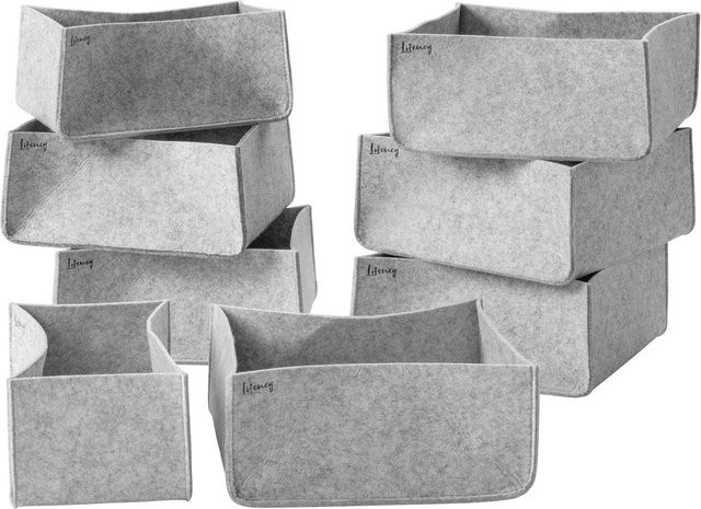 Lifeney Schubladenorganizer 8er Set aus Filz in Grau, B/T/H: 27,0 x 25,0 x 12,0 cm - Bild 1