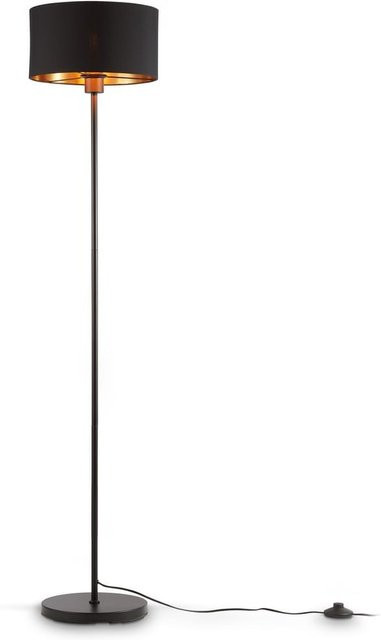 B.K.Licht Stehleuchte im Vintage Industrial Stil, Schwarz-Gold, Stoff und Metall, E27, 60W max. - Bild 1
