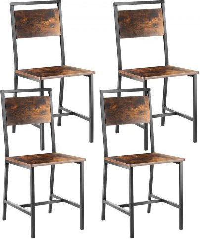 VEVOR Esszimmerstuhl Set aus 4 Stück im Landhausstil mit Lederbezug und Metallgestell, Walnuss Braun und Schwarz - Bild 1