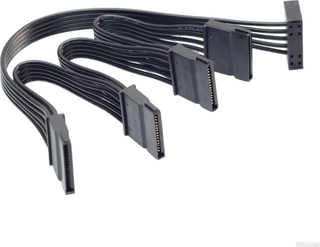 OhLinTek SATA Netzteil Splitter Verlängerungskabel 15 Pin Stecker auf Buchse für HDD SSD PC Server in Schwarz - Bild 1
