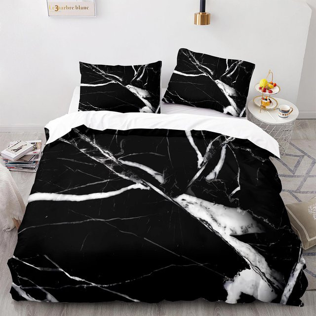 Bettwäsche-Set Binchi Outdoor Product mit abstrakter Marmortextur in Weiß, Gold und Schwarz, Material Polyester, B/H: 240 x 220 cm - Bild 1