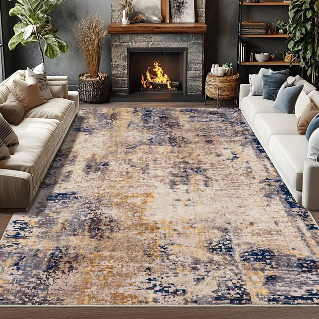 HGHT Wohnzimmer Teppich Modern Abstrakt Boho Vintage, Maschinenwaschbar und Rutschfest, Multicolour, B: 183 cm, T: 275 cm - Bild 1