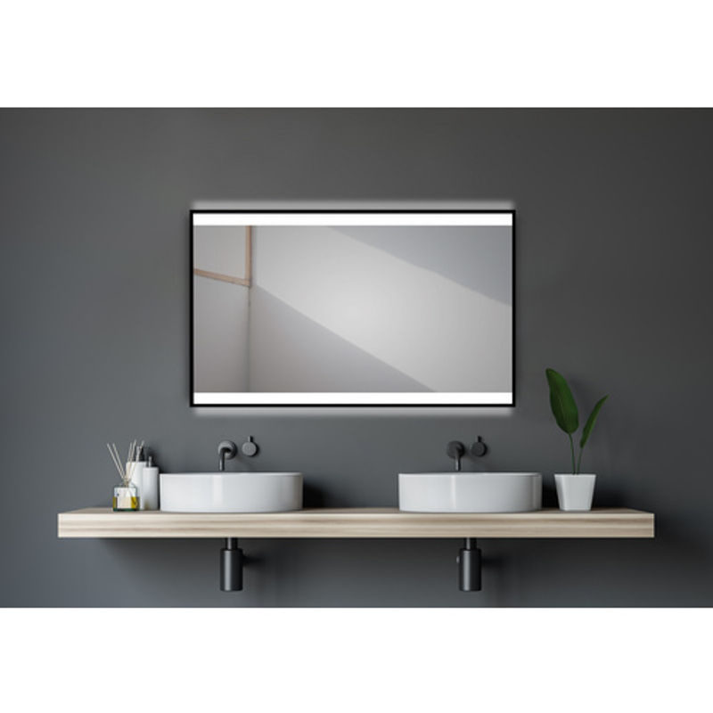 TALOS LED-Badspiegel in Mattschwarz mit Aluminiumrahmen, B/H: 120 x 70 cm - Bild 2
