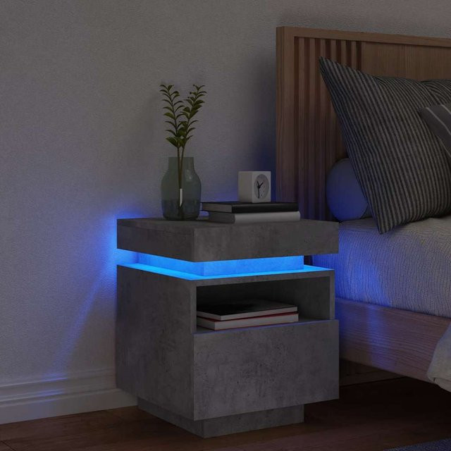 vidaXL Nachttisch mit integrierter LED-Beleuchtung in Grau, B/T/H: 40 x 39 x 48,5 cm - Bild 2