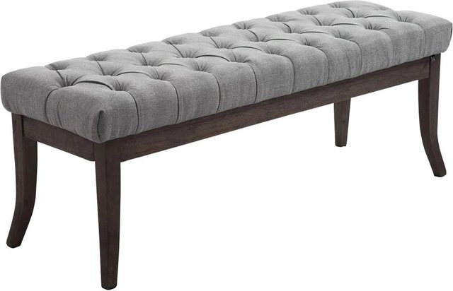 DELUKE Sitzbank CANNES Polsterbank im Chesterfield-Design, Grau, B/T/H: 120 x 38 x 46 cm - Bild 1