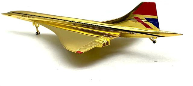 Hang Kun Concorde Supersonic Passenger Jet, Flugzeugmodell, 1:200, vergoldet, ab 14 Jahren - Bild 1