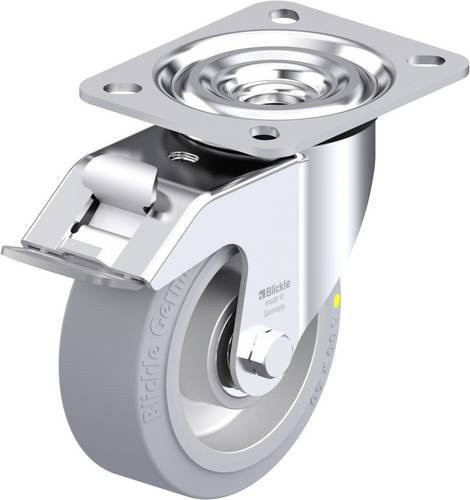 Blickle L-ALEV 100K-FI-SG-AS Stahlblech-Lenkrolle in Silber, Rad-Durchmesser: 100 mm, Tragfähigkeit: 200 kg, mit Schraubbefestigung - Bild 1