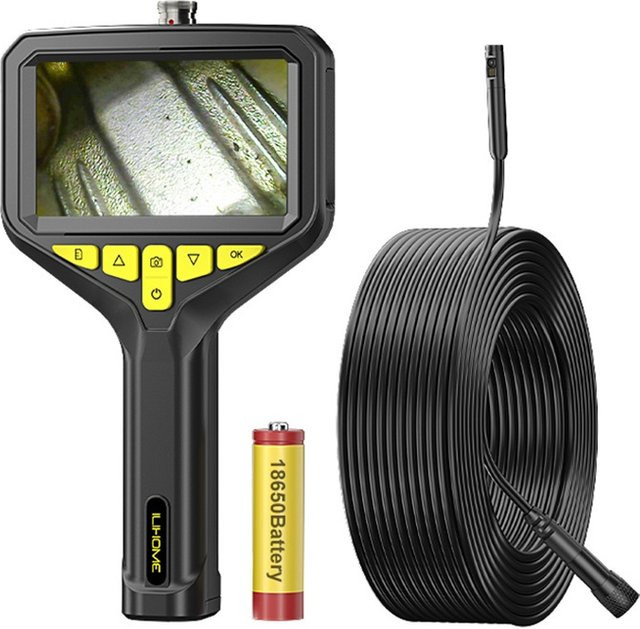 ENWOR Handheld-Endoskopkamera mit 4,3-Zoll-Bildschirm, HD1080P, Dual-Dreifachobjektiv, Autofokus und abnehmbarem Akku in Schwarz - Bild 1