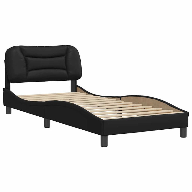 Vidaxl Polsterbett mit Kopfteil aus Kunstleder in Schwarz, B/L: 80 x 200 cm - Bild 4