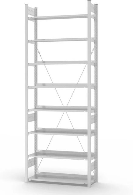 PROREGAL Aktenregal Stecksystem T-Profil Grundregal in Lichtgrau mit 8 Ebenen, H x B x T: 270 x 100 x 30 cm - Bild 1