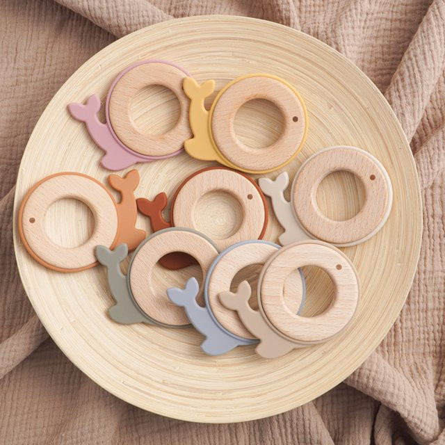 Muslin life Baby Beißring in Delphin-Form aus Silikon, buntes sensorisches Lernspielzeug für Kinder - Bild 1