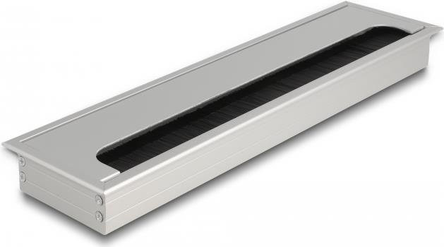 Delock Kabeldurchführung für Tischeinbau mit Bürste, Farbe: Silber, B/T/H: 300 x 80 x 28 cm - Bild 1