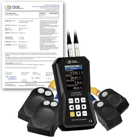 PCE Instruments Ultraschall-Durchflussmessgerät PCE-TDS 200 ML-ICA in Schwarz mit Sensorset und 32GB Datenlogger inkl. ISO-Zertifikat - Bild 1