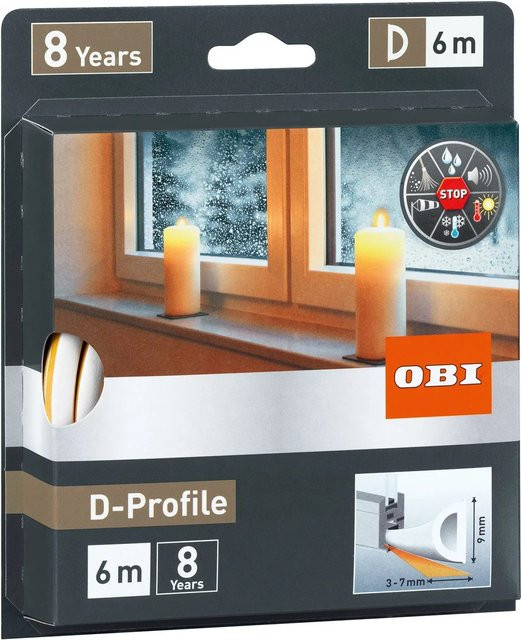 OBI Selbstklebende D-Profil Türdichtung und Fensterdichtung aus Silikon in Weiß - Bild 1