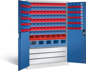 C+P Magazinschrank Acurado mit Scharniertüren, Front Enzianblau, Korpus Lichtgrau, H x B x T: 195 x 120 x 50 cm - Bild 1