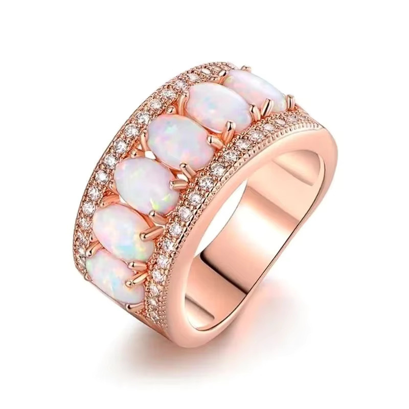 Huitan Ring, Imitation Opal, Zirkonia, Roségold, Damen, Verlobung - Bild 2