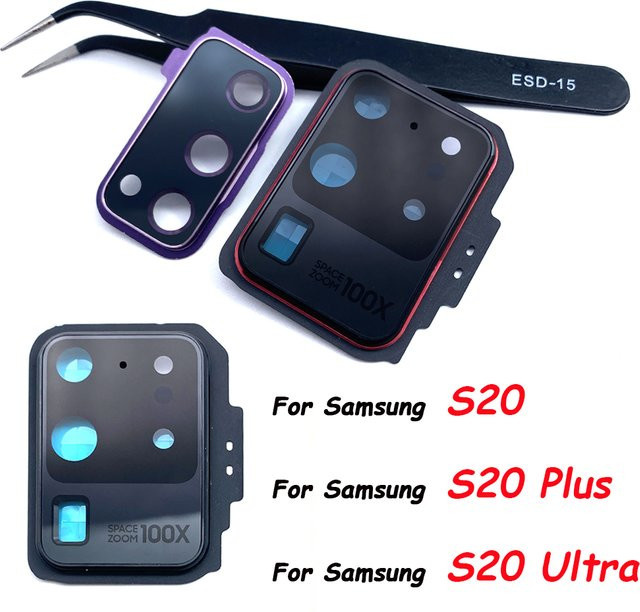 Samsung Kamera Glas Objektiv Abdeckung mit Rahmen Halter Ersatzteil für S20 Ultra S20 FE S20 Plus S20 in Schwarz oder Blau - Bild 1