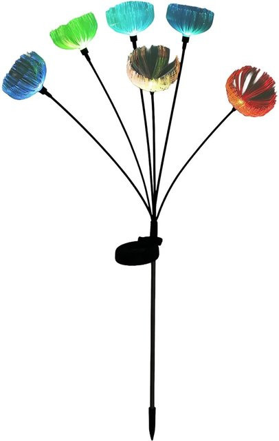 Globo Deko-Solarleuchte aus Edelstahl in Schwarz mit RGB-LED-Lichtspiel und Blütenmotiv, Höhe: 70 cm - Bild 1