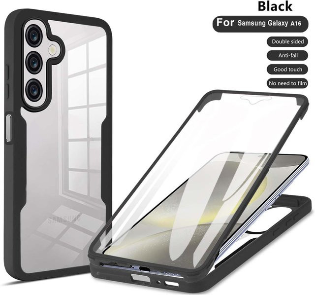 Transparente Samsung Handyhülle mit 360-Grad-Schutz gegen Stöße und Stürze für Samsung Galaxy A16 A15 A14 A13 A06 A05S A04S in Purple - Bild 1