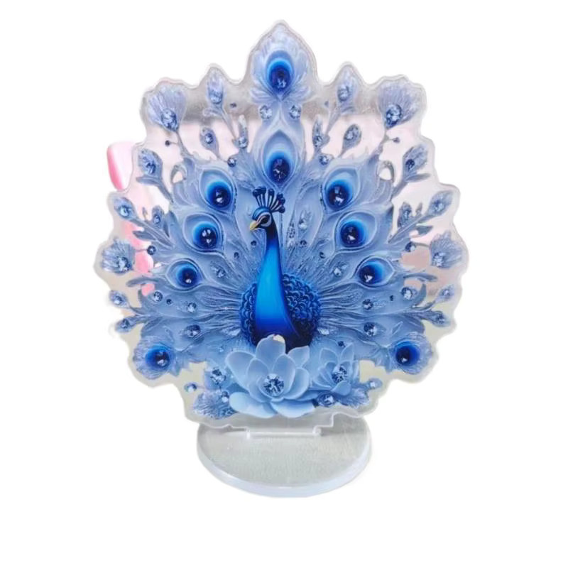 Elegante Pfauenfigur in Blau von Ouhoe als dekorative Tischdekoration für Büro und Wohnraum - Bild 4