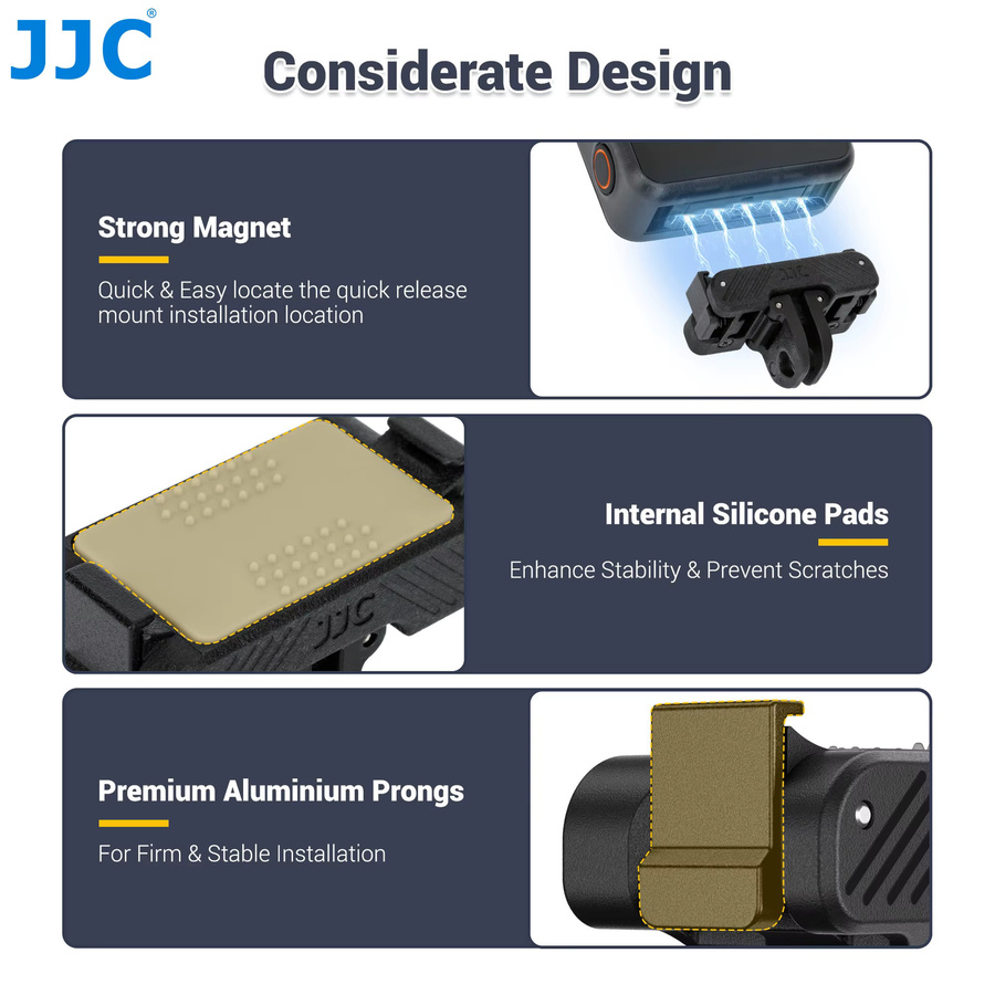 JJC Bidirektionale magnetische Schnellwechselhalterung und Erweiterungsbasis für DJI Osmo Action 6 und Osmo Nano, Schwarz - Bild 3