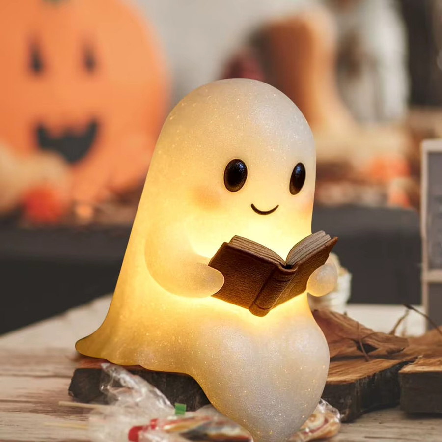 APWIKOGER LED Geist Nachtlicht als süße Halloween Leseleuchte für Schlafzimmer und Arbeitszimmer - Bild 4