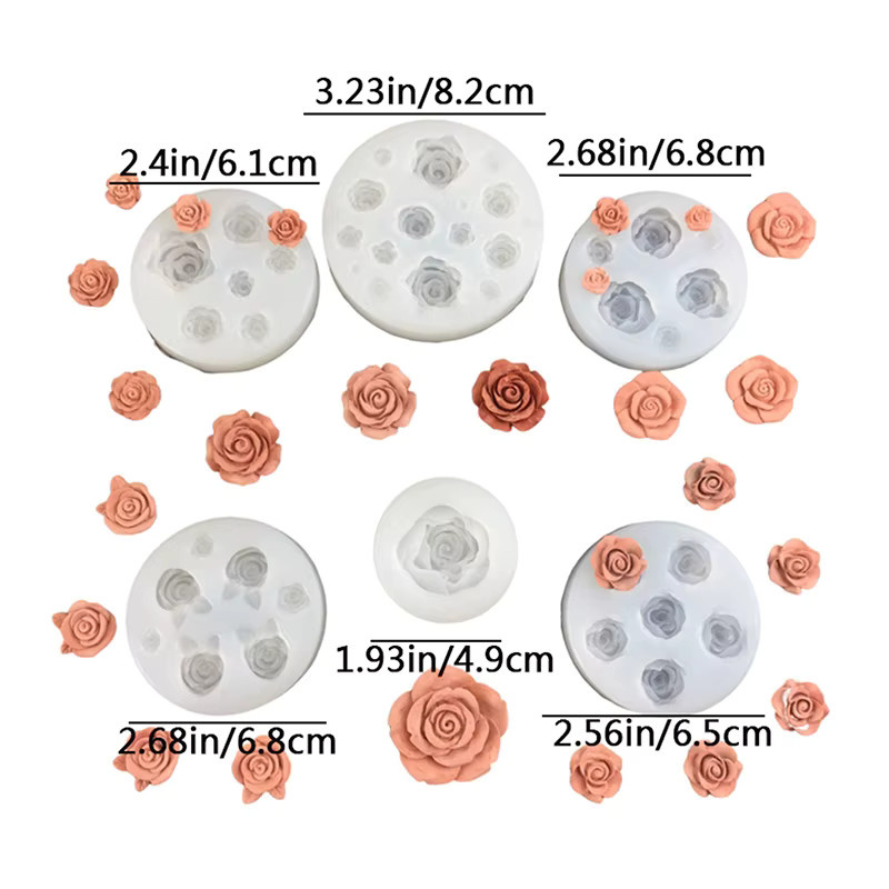 Silikonform für 3D Rosen und Blumen in Weiß zur Dekoration von Fondant, Schokolade, Kerzen oder Seife - Bild 2