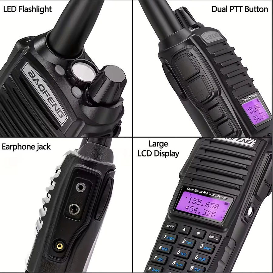 Baofeng EU82X Walkie-Talkie in Schwarz mit 10W Leistung und Dual-Band VHF/UHF für Ultra-Langstrecken-Kommunikation - Bild 2
