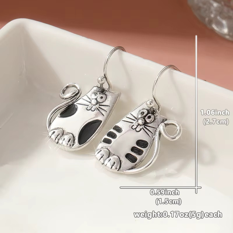 Ohrringe Vintage, Silber, Katze, Damen - Bild 2