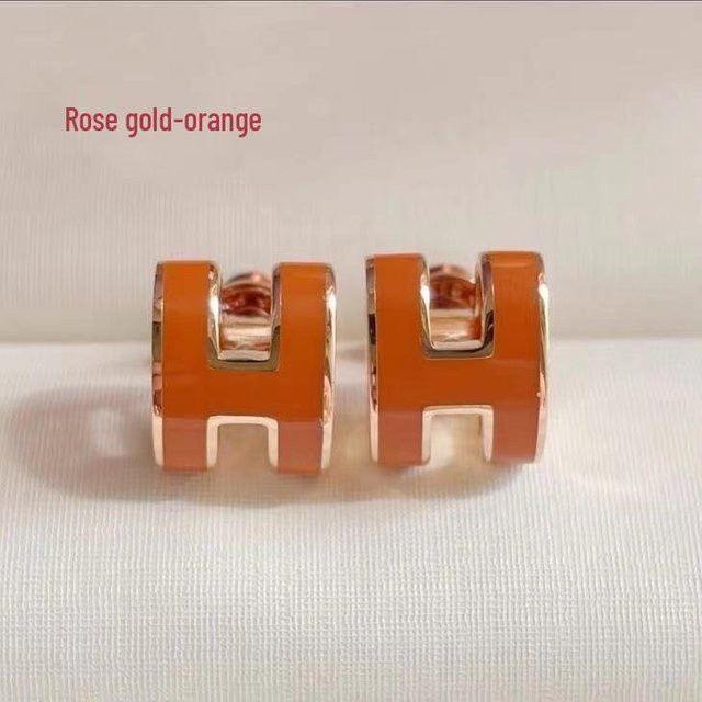 Aijia H Ohrstecker, Emaille, Gold, Titan, Damen, Mini brown - Bild 1