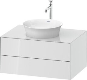Duravit Waschtischunterschrank White Tulip in Weiß glänzend, wandhängend mit 2 Schubladen und 1 Konsolenplatte, B/T: 80 x 55 cm - Bild 1